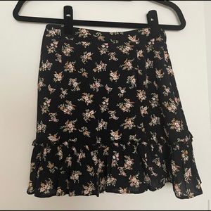 Topshop Black Floral Skirt